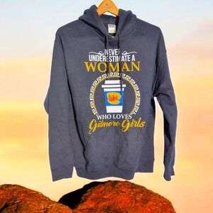 Gray Gilmore Girls Hoodie Never Underestimate sz M "Luke's"
